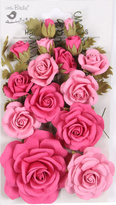 Little Birdie Annis Paper Flowers 21/Pkg-Precious Pink CR92209 - 8903236746624