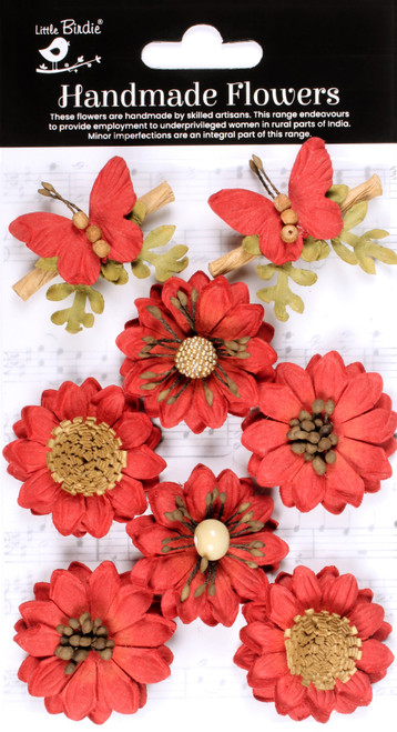 Little Birdie Arcadia Paper Flowers 8/Pkg-Cardinal Red - CR92851 - 8903236753042 Little Birdie Arcadia Paper Flowers 8/Pkg-Cardinal Red - CR92851 - 8903236753042