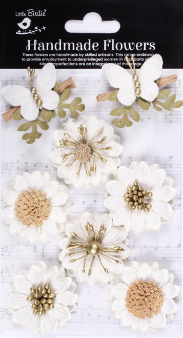 Little Birdie Arcadia Paper Flowers 8/Pkg-Ivory Pearl - CR93303 - 8903236757569 Little Birdie Arcadia Paper Flowers 8/Pkg-Ivory Pearl - CR93303 - 8903236757569