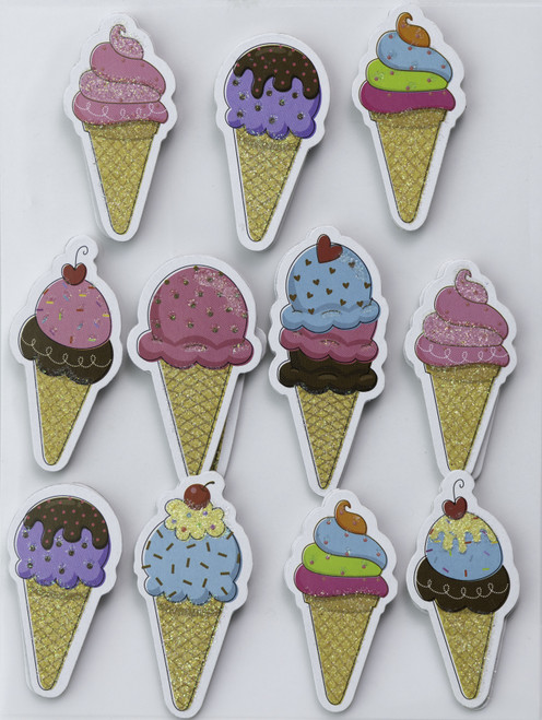 Little Birdie 3D Embellishment 11/Pkg-Ice Cream Treat CR83679