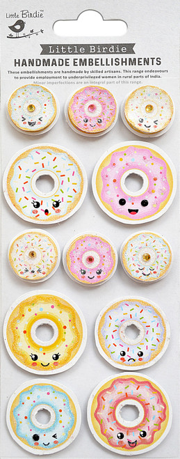 Little Birdie Handmade 3D Embellishments 12/Pkg-Happy Donuts - CR83857 - 8903236661507