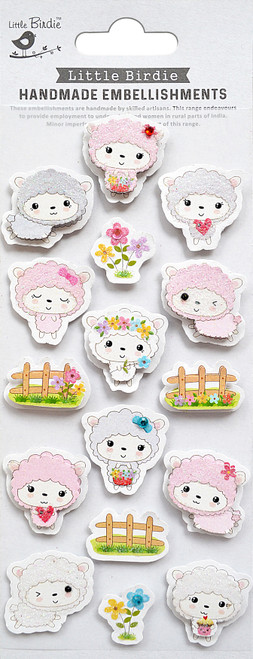 Little Birdie Handmade 3D Embellishments 16/Pkg-Lamb Flock - CR83863 - 8903236661569