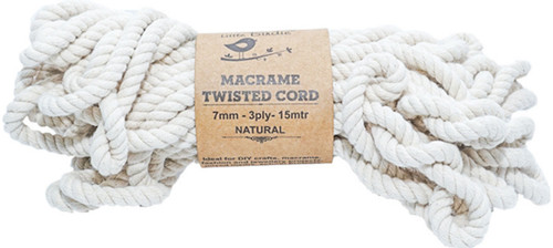 Little Birdie Macrame Twisted Cord Natural 7mm-15m CR85488 - 8903236678796