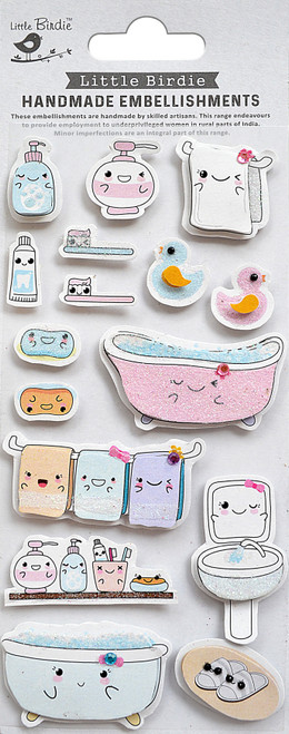 Little Birdie Handmade 3D Embellishments 16/Pkg-Bath Time CR83865 - 8903236661583