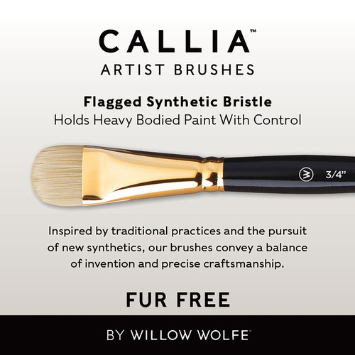 Willow Wolfe Callia Artist Acrylic & Oil Flowers Brush Set-Filberts, Chisel, Dodo Mop - 1200ST15