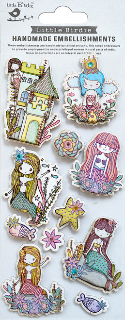 Little Birdie 3D Glitter Embellishment 11/Pkg-Mermaid World - CR83948 - 8903236662429
