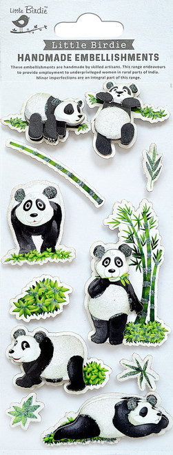Little Birdie 3D Glitter Embellishment 11/Pkg-Panda World - CR83955 - 8903236662498