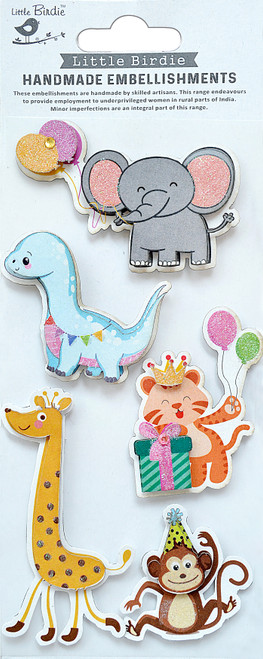 Little Birdie 3D Glitter Embellishment 5/Pkg-Animal Party - CR83956 - 8903236662504