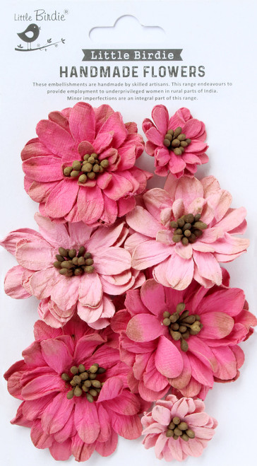Little Birdie Galina Paper Flowers 7/Pkg-Precious Pink CR92329 - 8903236747829