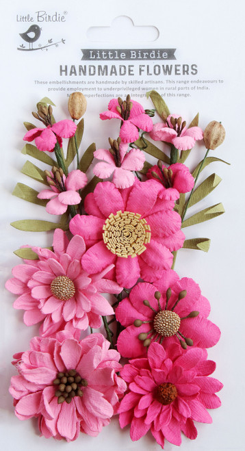 Little Birdie Heleen Paper Flowers 12/Pkg-Precious Pink CR92995 - 8903236754483