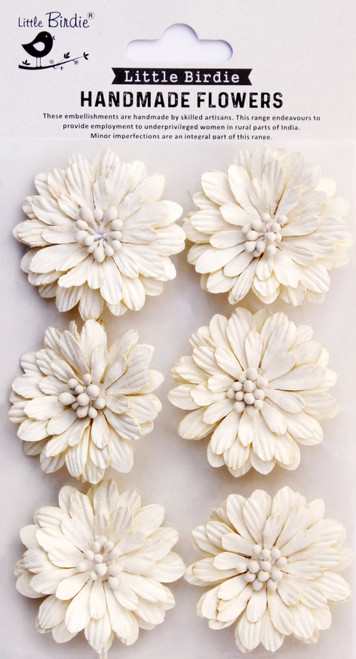 Little Birdie Astra Paper Flowers 6/Pkg-Ivory Pearl - CR92218 - 8903236746716