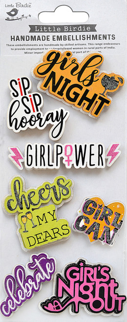 Little Birdie 3D Embellishments 7/Pkg-Girl Power - CR84000 - 8903236662948