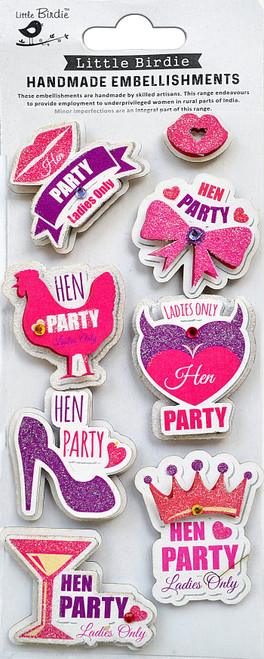 Little Birdie 3D Embellishments 8/Pkg-Hen Party - CR84001 - 8903236662955