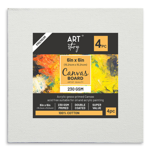 Little Birdie Canvas Board Square 6"X6" 4/Pkg-6"X6" - CR90638 - 8903236730913