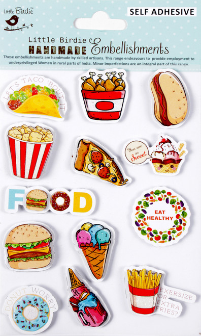 Little Birdie Handmade Embellishments 11/Pkg-Yummy Foods - CR91512 - 8903236739657