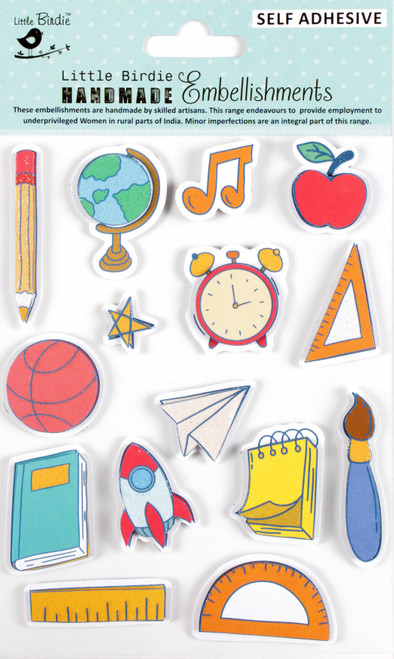 Little Birdie Handmade Embellishments 11/Pkg-School Essentials - CR91510 - 8903236739633
