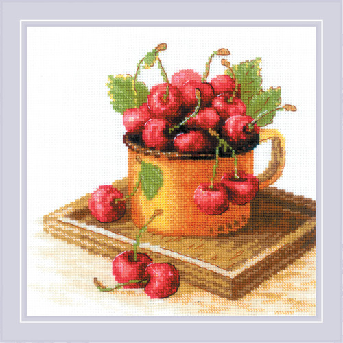 RIOLIS Counted Cross Stitch Kit 7.75"X7.75"-Ripe Cherry (14 Count) - R2169 - 4779046187698