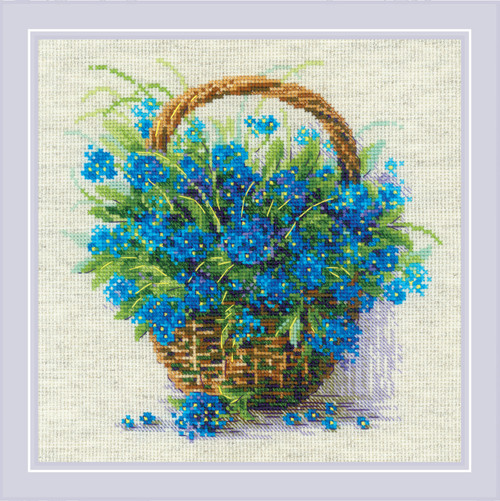 RIOLIS Counted Cross Stitch Kit 8.75"X8.75"-Forget Me Knots In A Basket ((14 Count) R2170 - 4779046187674
