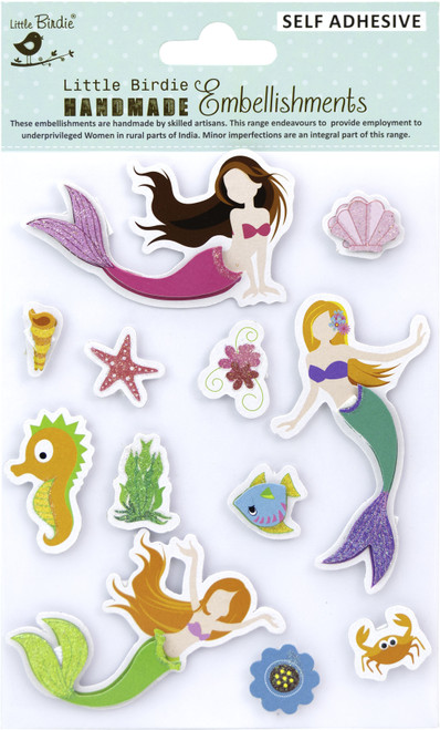Little Birdie 3D Embellishment 12/Pkg-Mermaid Friends - CR83631 - 8903236659245