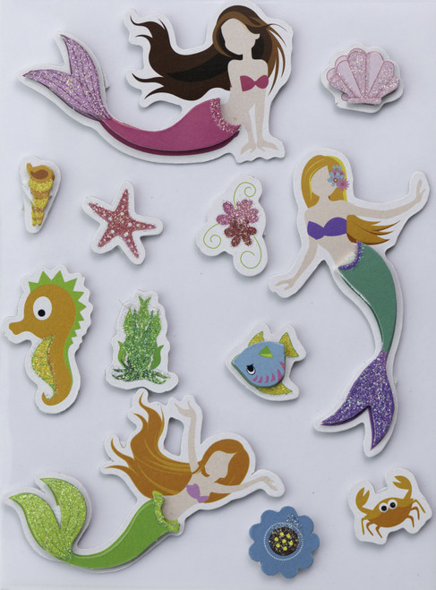 Little Birdie 3D Embellishment 12/Pkg-Mermaid Friends - CR83631