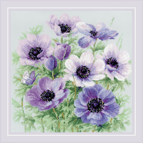RIOLIS Counted Cross Stitch Kit 11.75"X11.75"-Purple Anemones (14 Count) - R2176 - 4779046187797