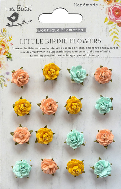 Little Birdie Beaded Micro Roses 16/Pkg-Pastel Palette ROSES-71880 - 8903236538694