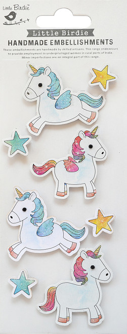 Little Birdie Sticker Embellishment 8/Pkg-Unicorn CR79798 - 8903236619096