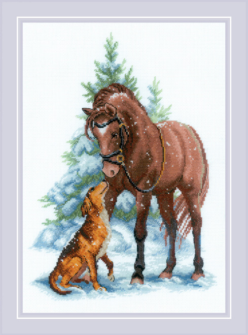 RIOLIS Counted Cross Stitch Kit 8.25"X11.75"-Hey Buddy! (18 Count) - R2159 - 4779046187308