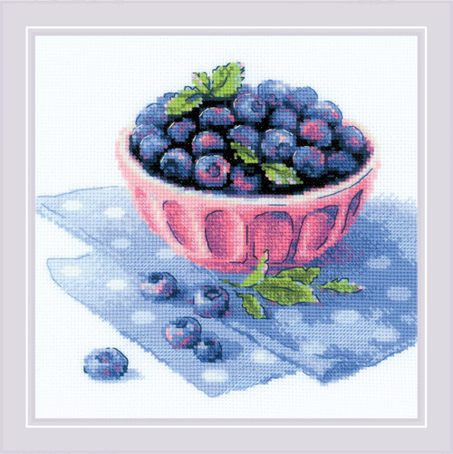 RIOLIS Counted Cross Stitch Kit 7.75"X7.75"-Ripe Blueberry (14 Count) - R2168 - 4779046187704