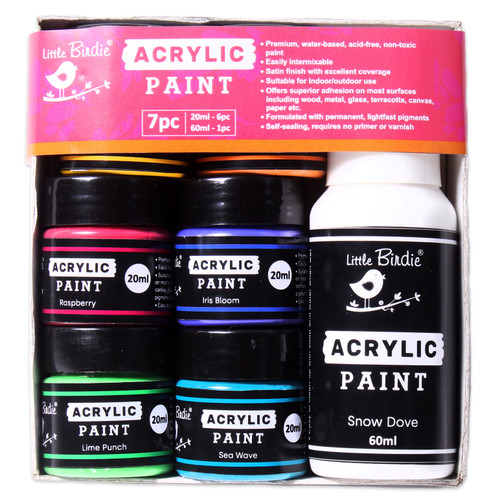 Little Birdie Multi-Surface Acrylic Paint-7 Pack - CR94787 - 8903236772401