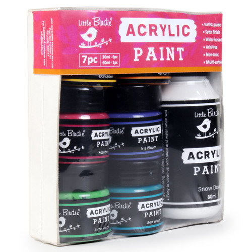 Little Birdie Multi-Surface Acrylic Paint-7 Pack CR94787