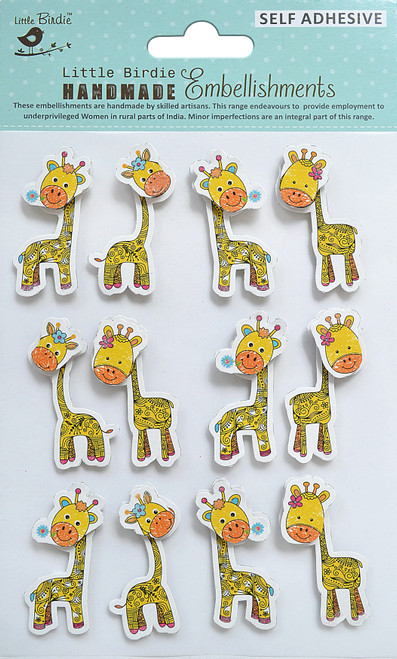 Little Birdie 3D Embellishment 12/Pkg-Doodle Giraffe - CR83643 - 8903236659368