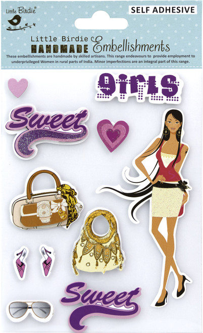Little Birdie 3D Embellishment 11/Pkg-Sweet Girls - CR83633 - 8903236659269