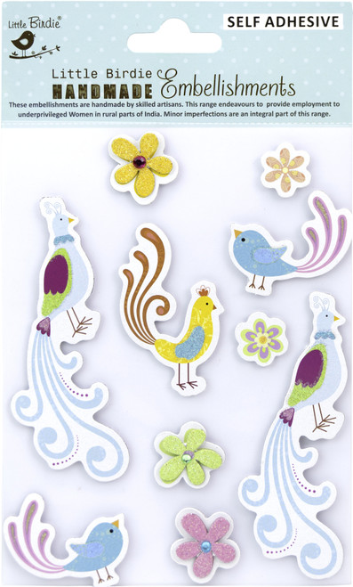 Little Birdie 3D Embellishment 10/Pkg-Birdie Paradise - CR83656 - 8903236659498