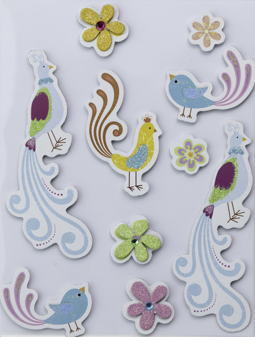 Little Birdie 3D Embellishment 10/Pkg-Birdie Paradise - CR83656