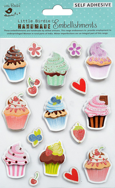 Little Birdie 3D Embellishment 17/Pkg-Cupcakes And Berries CR83658 - 8903236659511