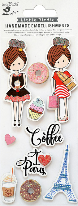 Little Birdie Sticker Embellishment 10/Pkg-I Love Paris CR79812 - 8903236619232