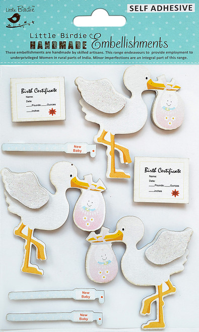 Little Birdie 3D Embellishment 8/Pkg-Hello Baby CR83601 - 8903236658941