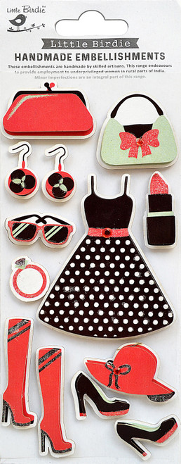 Little Birdie 3D Embellishments 13/Pkg-Party Dress Up - CR84004 - 8903236662986