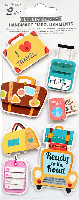Little Birdie 3D Embellishment 7/Pkg-Travel Time - CR84109 - 8903236664034