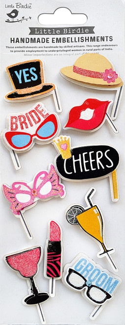 Little Birdie 3D Embellishments 10/Pkg-Wedding Cheers - CR84035 - 8903236663297