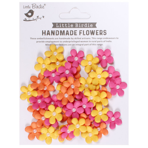 Little Birdie Janice Paper Flowers 50/Pkg-Boho Dreams - JANICE-91316 - 8903236737691
