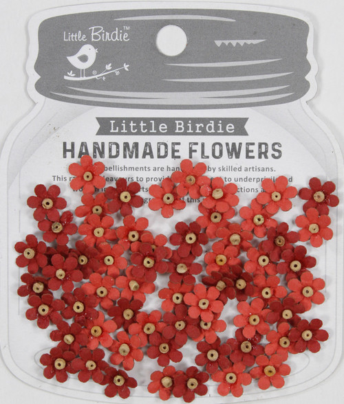 Little Birdie Natalia Paper Flowers 60/Pkg-Scarlet Blend NATALIA-87260 - 8903236696523