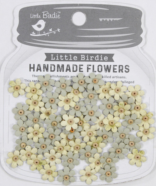 Little Birdie Natalia Paper Flowers 60/Pkg-Sage Cream NATALIA-87259 - 8903236696516