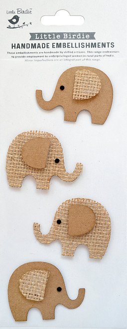 Little Birdie Sticker Embellishment Sticker 4/Pkg-Elephant Craft - CR79796 - 8903236619072