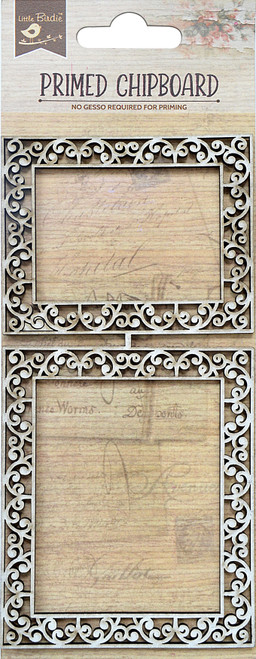 Little Birdie Laser Cut Primed Chipboard 1/Pkg-Scroll Border Frame - 1PCBD399-82980 - 8903236652734
