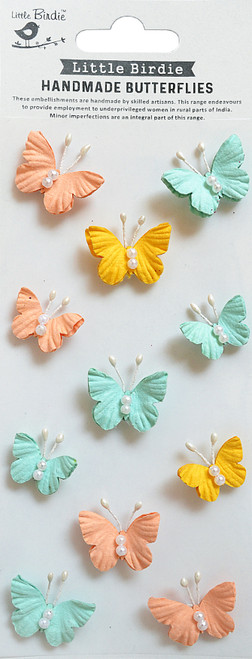 Little Birdie Pearl Butterflies 11/Pkg-Sunshine And Lemonade CR79467 - 8903236615784