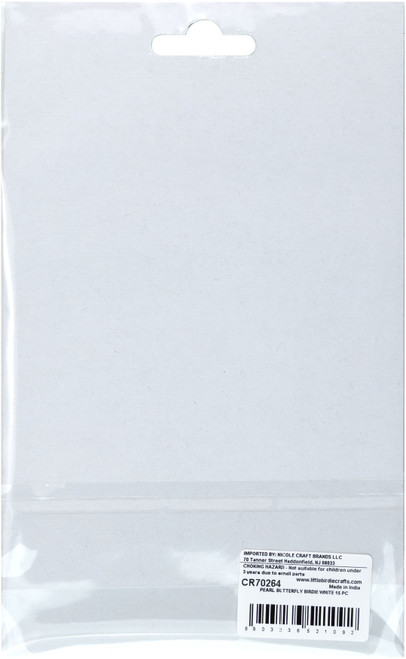Little Birdie Pearl Butterfly 15/Pkg-White - PRLBTRF1-70264