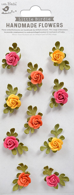 Little Birdie Petite Rose Paper Flowers 10/Pkg-Boho Dreams PETROSE-83682 - 8903236659757