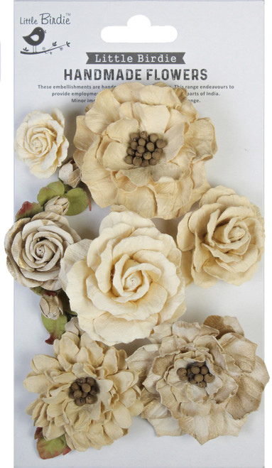 Little Birdie Lolita Paper Flowers 7/Pkg-Ivory Pearl - LOLITA-86579 - 8903236689716